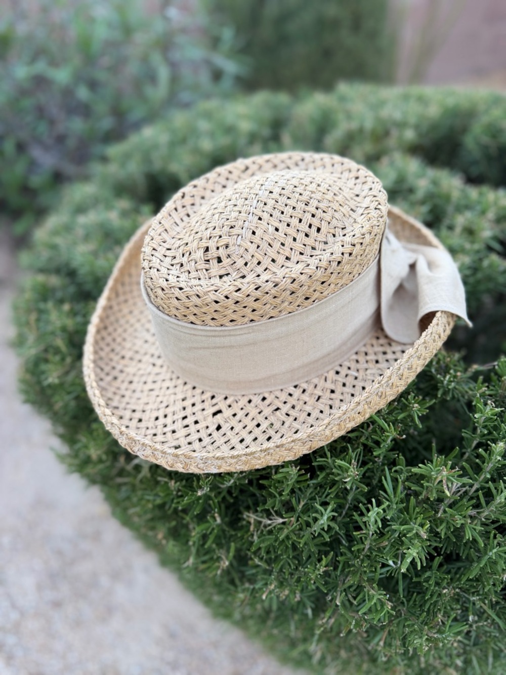 Fiesta Natural Straw Sun Hat with Tan Band + Bow - Picture 5 of 10